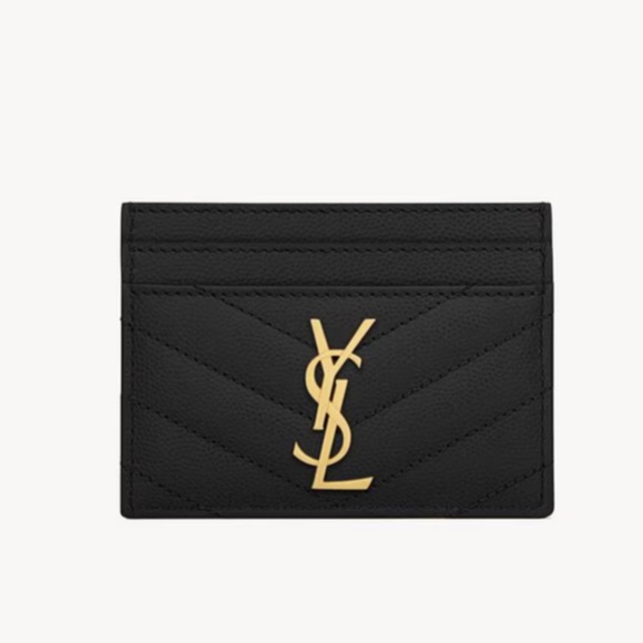 Ysl black card holder CASSANDRE MATELASSÉ CARD CASE IN GRAIN DE POUDRE LEATHER - Picture 1 of 2